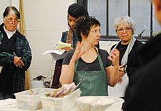 Legacy Specialists in training visit Alicia Tormey's encaustic studio, Seattle, 2013. Photo Nichole DeMent